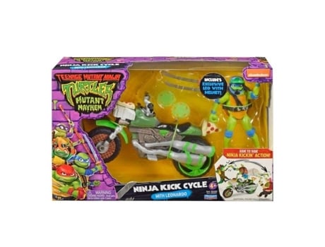 Brinquedo De Ação Playmates Toys Tmnt Mutant Mayhem Ciclo Da Chutada Ninja Com Figura Do Leonardo