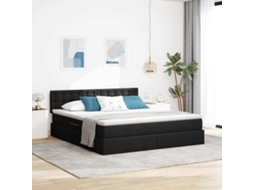 Vidaxl Cama De Armazenamento Led Com Colchão Preto 160 X 200 Cm Tecido