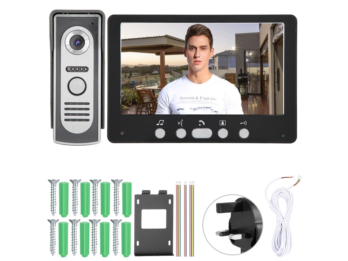 Video Porteiro Colorido De 7 Polegadas (815m11 Preto, Padrão Uk) (função De Visão Noturna, Intercomunicação De Vídeo)