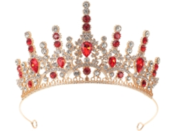 Tiara De Noiva Com Cristais De Strass Vermelhos, Tiara Real De Metal Leve, Faixa De Cabelo