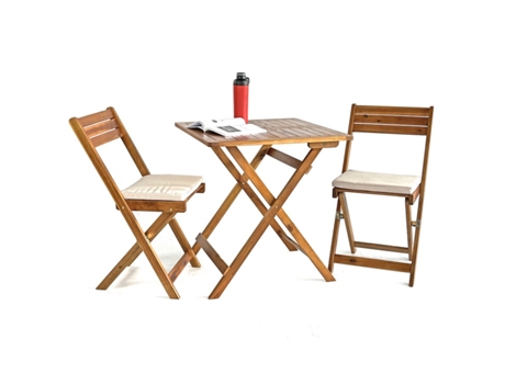 ESTOSA Conjunto de Mesa e Cadeiras Dobráveis ??De Jardim em Madeira com Almofadas Genova