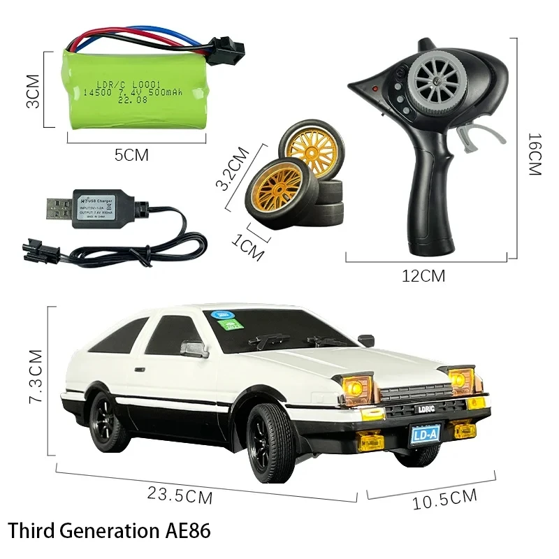(branco) Carro De Drift Com Controle Remoto 2.4g, Controle Remoto Para Carro De Rua, Esp, Giroscópio, Led