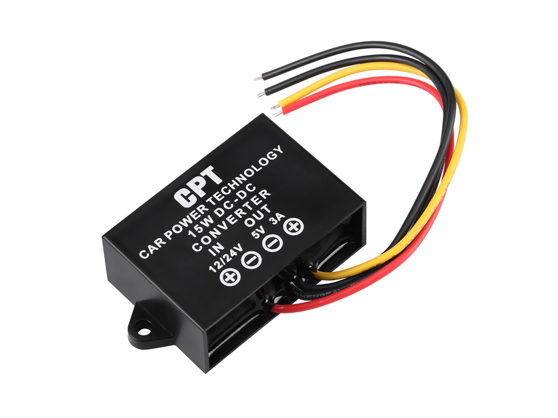 Conversor de voltagem para carro à prova d'água (12V/24V para 5V, 3A, 15W)