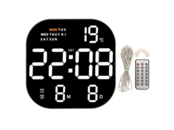 Baok-relógio Digital Led Com Tela Grande Usb 5v Controle Remoto Multifuncional Com Temperatura Luz Branca Laranja Para Sala Estúdio