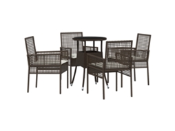 Conjunto 5 Móveis Para Exterior Vidaxl Castanho Vime Pe (60 X 60 X 75 Cm)
