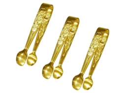 Pinça de servir Omni-Mini de 10 cm, pinça de aço inoxidável com design de rosa, pinça pequena dourada para açúcar e gelo.