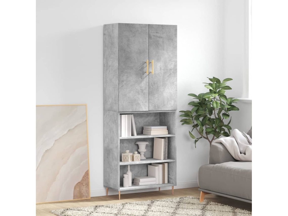 Vidaxl Armário Alto 69,5x34x180 Cm Derivados De Madeira Cinza Cimento
