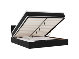 Cama Otomana com Colchões Leds Couro Artificial Preto MAISON EXCLUSIVE (160x200 cm)