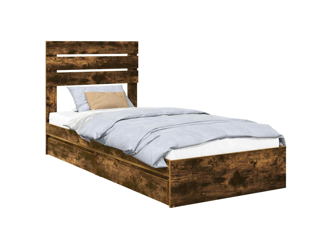 Cama com Armazenamento Carvalho Defumado 75x190 cm MAISON EXCLUSIVE