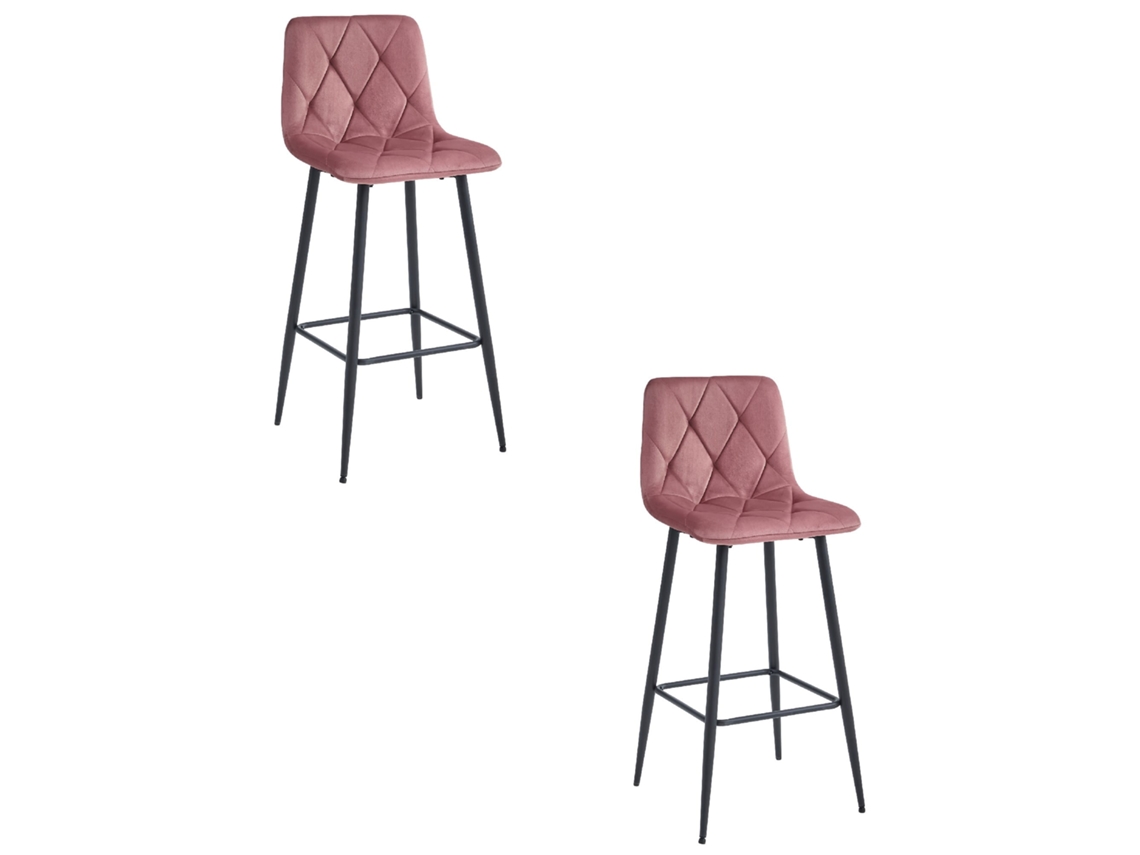 Banco Nado Veludo Rosa Escuro / Pernas Pretas X 2 Leobert