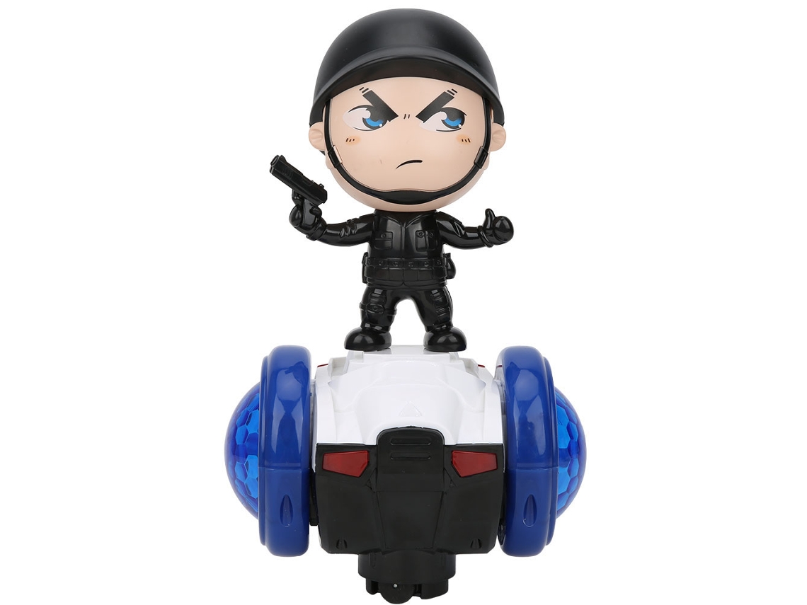 Carrinho de brinquedo ATS com rotação de 360 graus, música, luzes incríveis e um pequeno robô que anda.