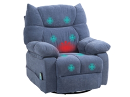 Poltrona de massagem com aquecimento, reclinável, giratória, até 150kg, estrutura metálica, 98x90x98cm azul S/MARCA