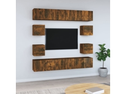 Conjunto Móveis De Tv 10 Pcs Madeira Processada Carvalho Fumado Dkd Home Decor