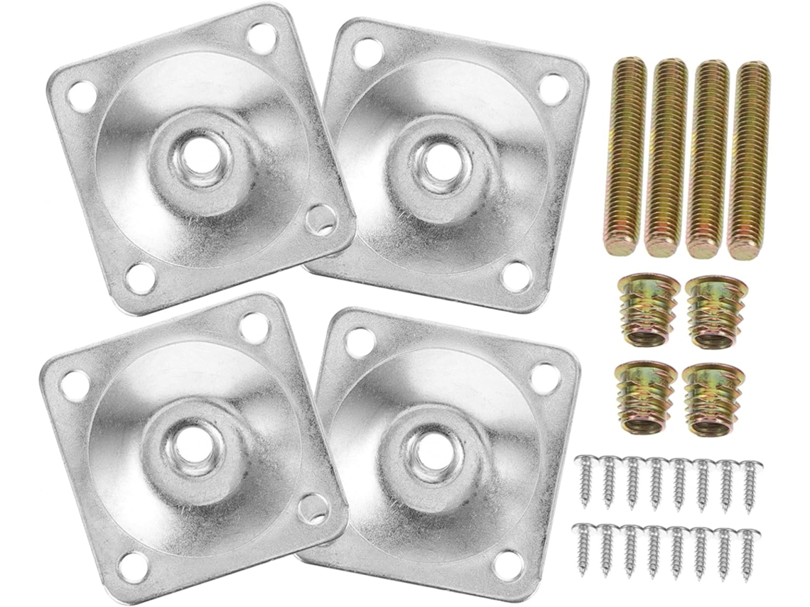 Conjunto De 4 Placas Montagem Pés Para Sofás, Conectores E Reparos De Móveis, Para Cadeiras E Poltronas Fácil Instalação