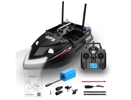 Barco De Isca Lokeevan V802 Pro Gps (12000 Mah 3kg Carga 4 Câmeras 160 Pontos Alcance De 500 M Preto)