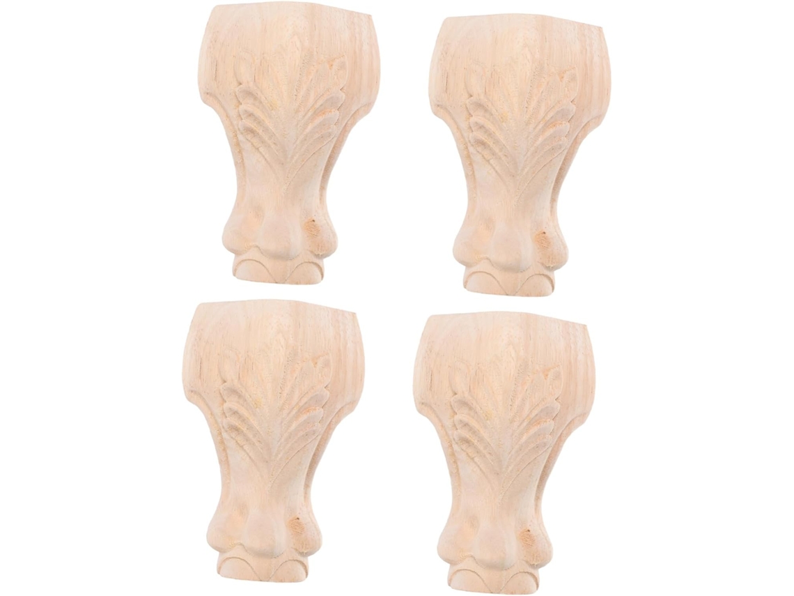 Ukcoco Conjunto De 4 Pés Madeira Maciça Entalhados Decorativos Para Móveis, Ideal Para Rack De Tv, Sofá, Cômoda E Mesa