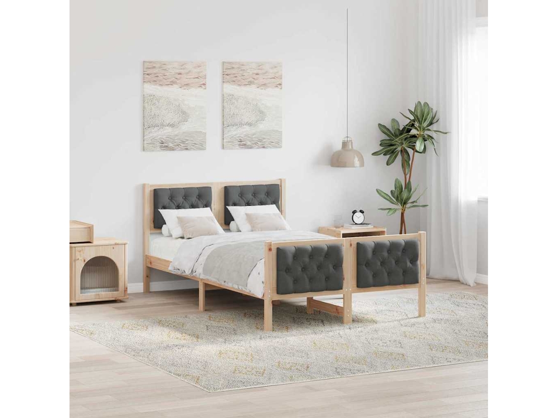Vidaxl Estrutura da Cama com Cabeceira Cinza Escuro 120 X 200 Cm