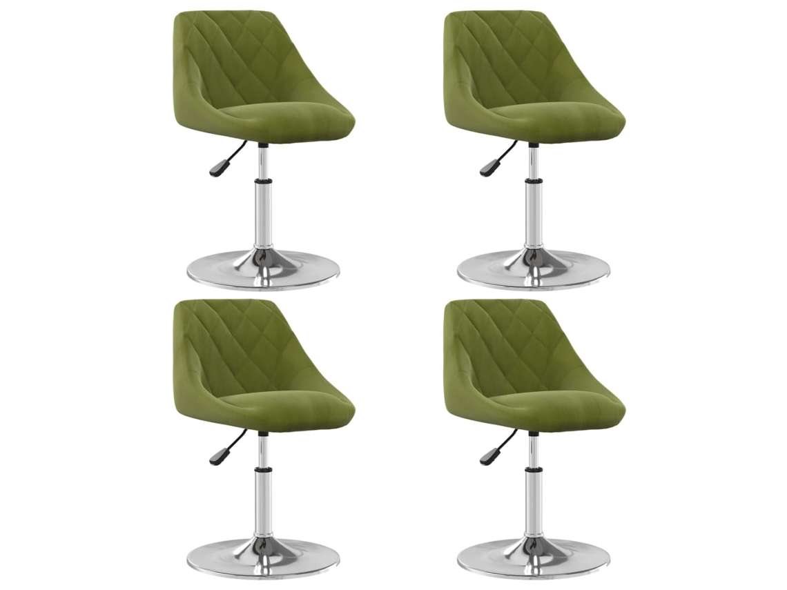 Vidaxl Cadeiras De Jantar Giratórias 4 Pcs Veludo Verde-claro
