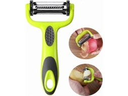 Pelador Multifuncional 3 em 1 para Verduras e Frutas, Aço Inoxidável, Giratório, Cor Verde