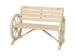 Banco De Jardim De Madeira Com Apoios Em Forma De Roda Para 2 Pessoas 105,5x56x79 Cm