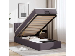 Moldura De Cama Síriaxl Otomana Com Colchão Cinza 90x190cm Couro Falso