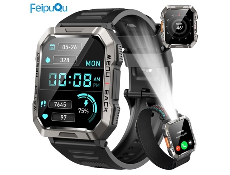 Relógio Conectado Masculino, Relógio Esportivo À Prova Dágua 2.01 Com Bateria De 900mah, Lanterna, 100 Esportes, Rastreador De Fitness - Android Io