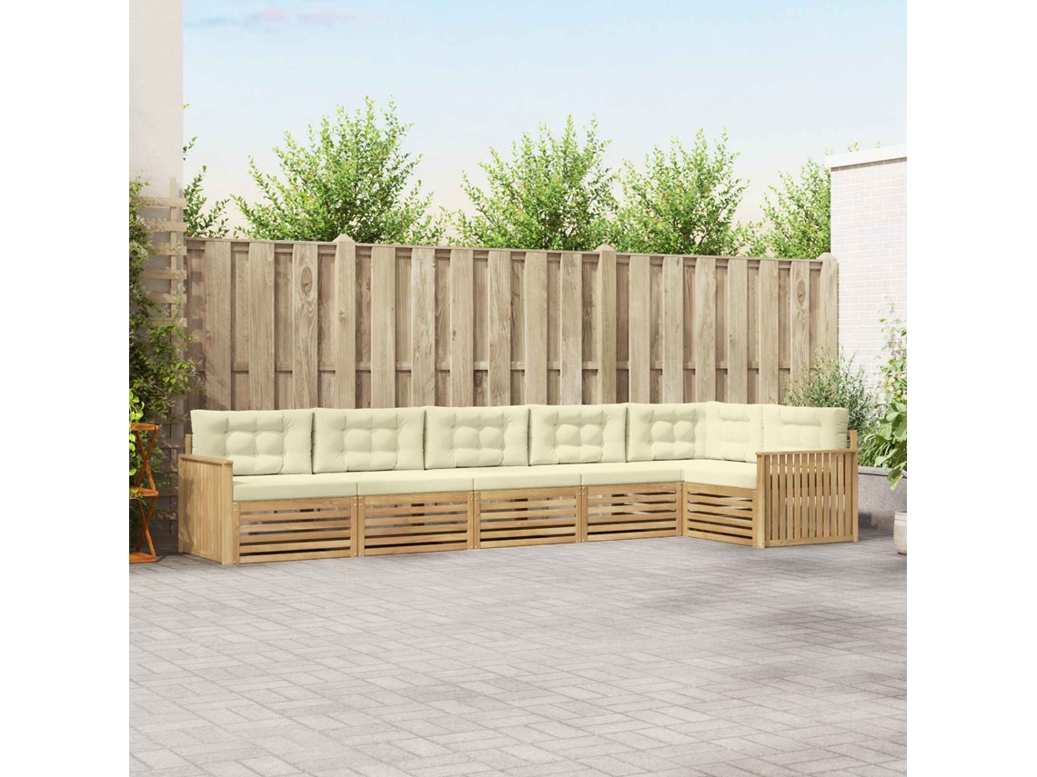 Vidaxl Conjunto De Sofás Para Exterior 6 Unid. Branco E Creme