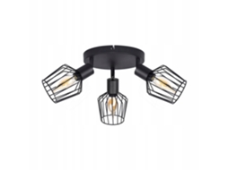Nettlife Focos Decorativos，3 Luzes E14 - Metal Redondo, Candeeiro De Corredor Industrial Giratório 350°, Candeeiro De Parede, Preto