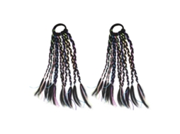2pcs Extensões De Cabelo Trançado Colorido Com Fitinhas Para Atuações E Uso Diário