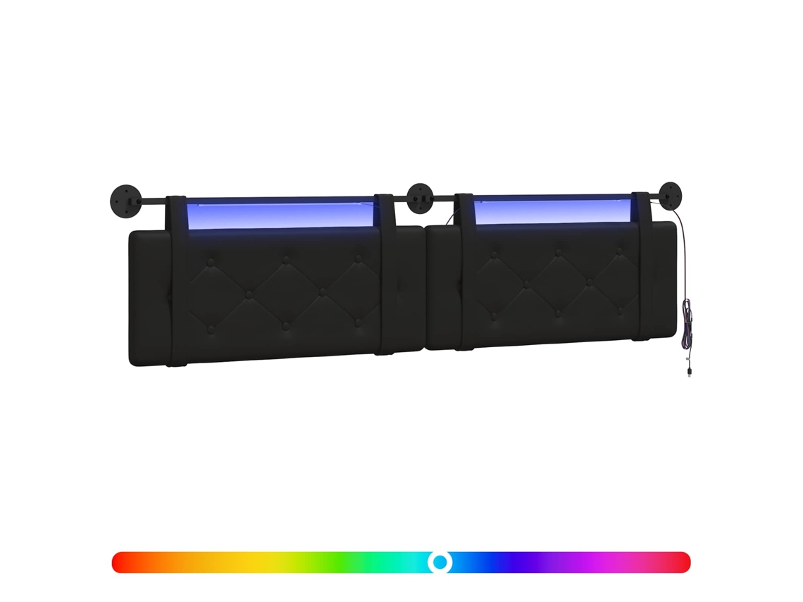 Conjunto 1 Cabeceira Vidaxl Preto Couro Sintético (210 X 55 X 5 Cm)