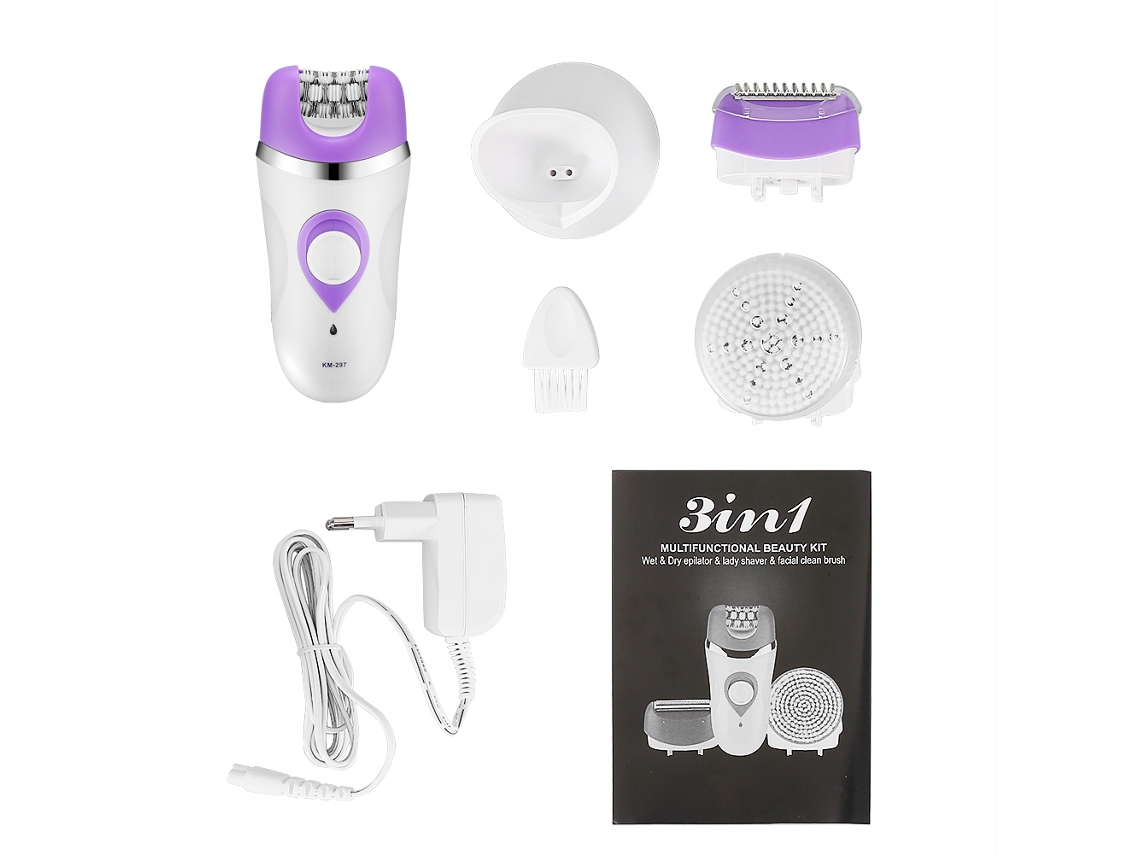 2026 pincel de Limpeza Elétrica Recarregável 3 em 1 para Mulher: Depiladora, Barbear Facial e Bikini, Úmido e Seco