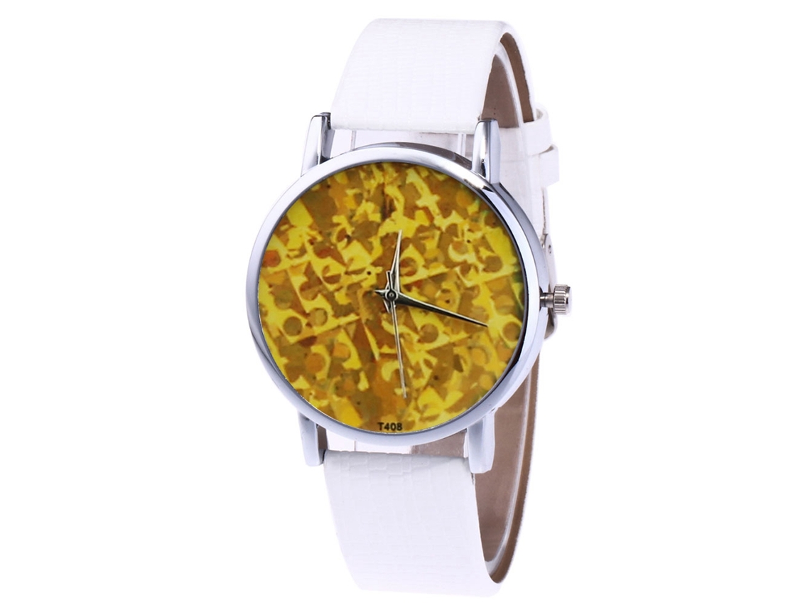 Reloj De Cuarzo Unisex Con Correa De Cuero Pu Dial Redondo Grande Casual (blanco)