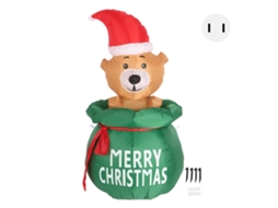Urso Inflável de Natal com Luz Led 1.5m Saco de Presente | S/MARCA