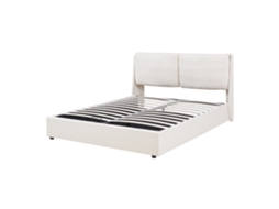 Cama Estofada Lunner Com Estrado 140x200 Cm Bege [EN.CASA]