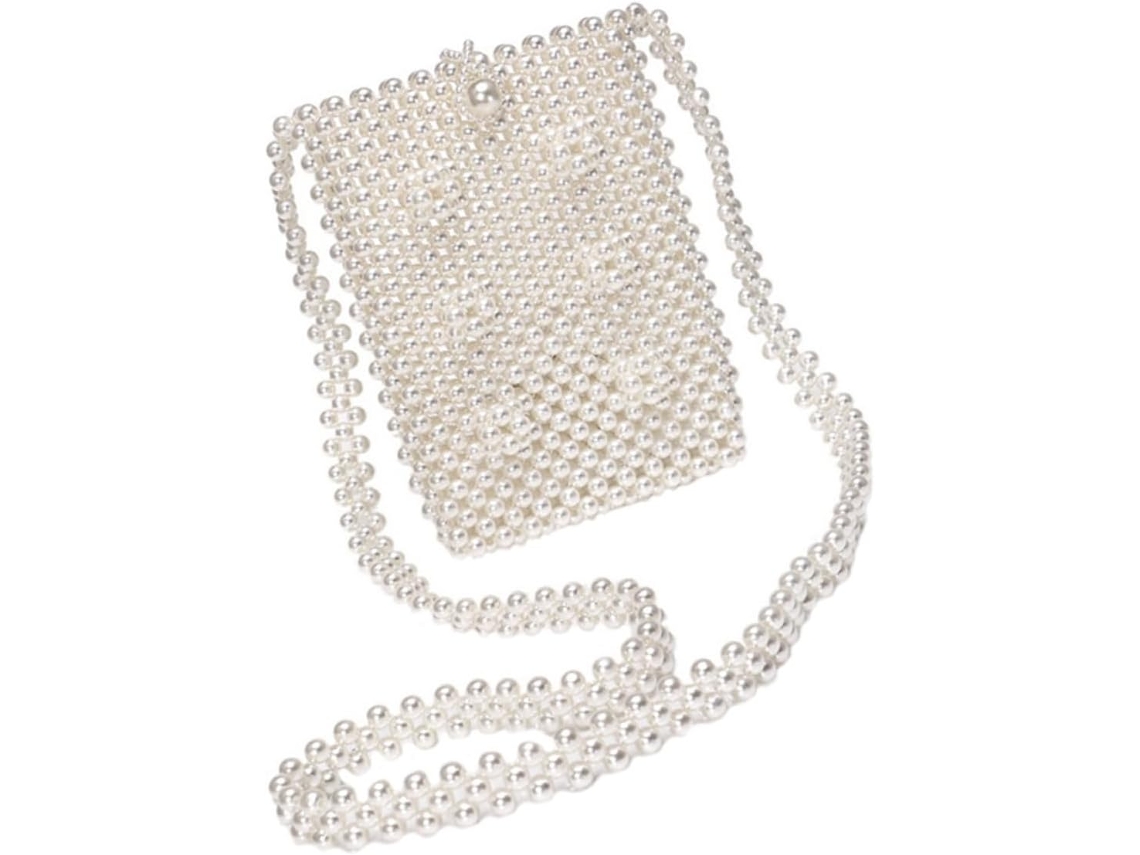 Bolsa De Ombro Feminina Casual Com Detalhes Em Miçangas E Tela, Portátil E Leve.