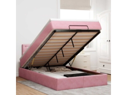 Vidaxl Estrutura De Cama Otomana Com Colchão 120x200 Cm Veludo Rosa