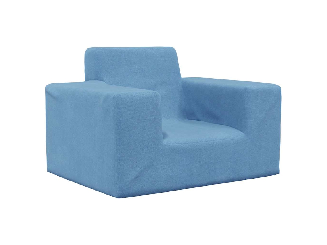 Vidaxl Sofá Infantil Pelúcia Macia Azul