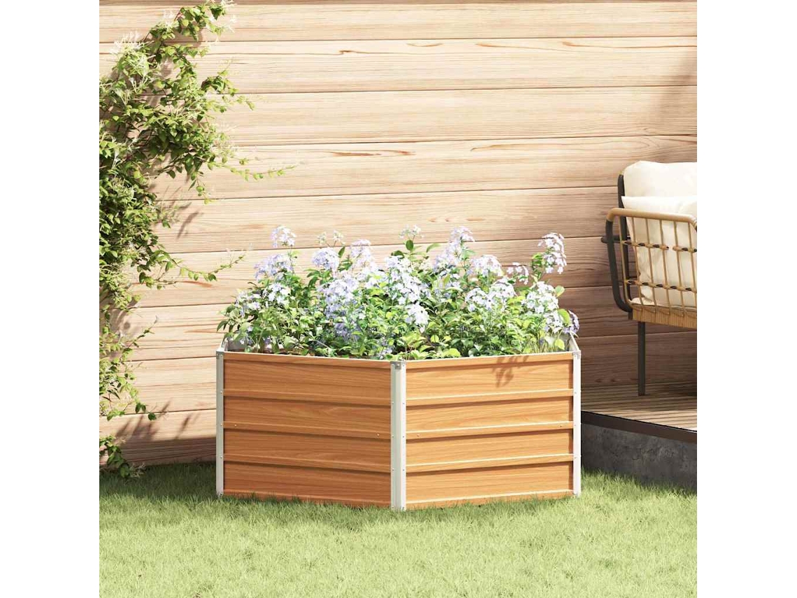 Vidaxl Cama De Jardim Elevada Parece Madeira 129 X 129 X 45 Cm