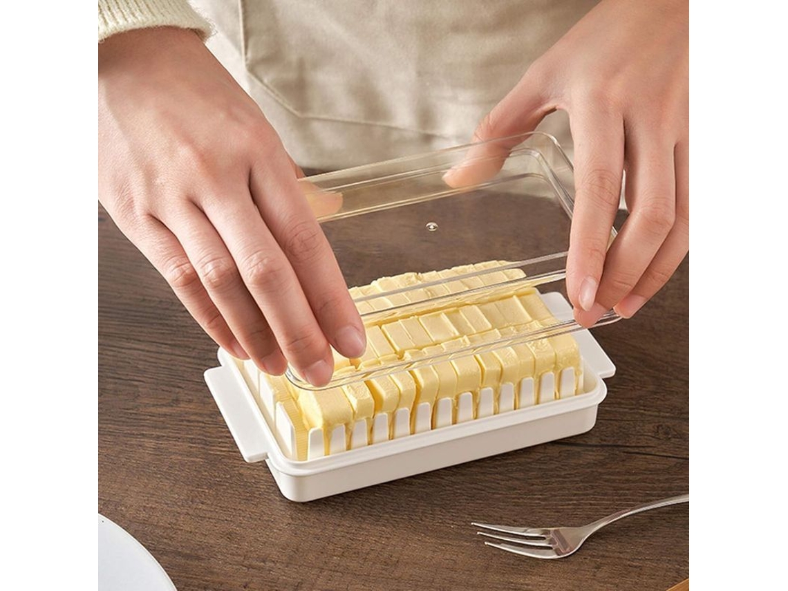 Taza De Mantequilla Contenedor De Queso Con Tapa Hermética Plástico Para Cortar Fácilmente