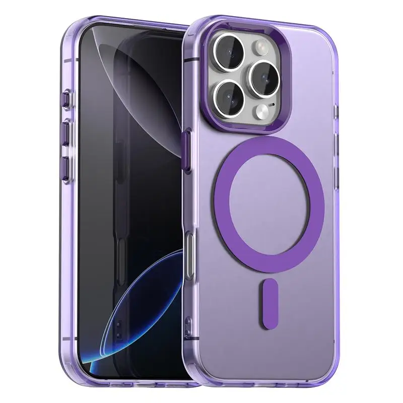 Capa Protetora Magnética Fosca (roxa Para Iphone 13) Com Moldura Magsafe Para A Câmera, Capa Rígida.