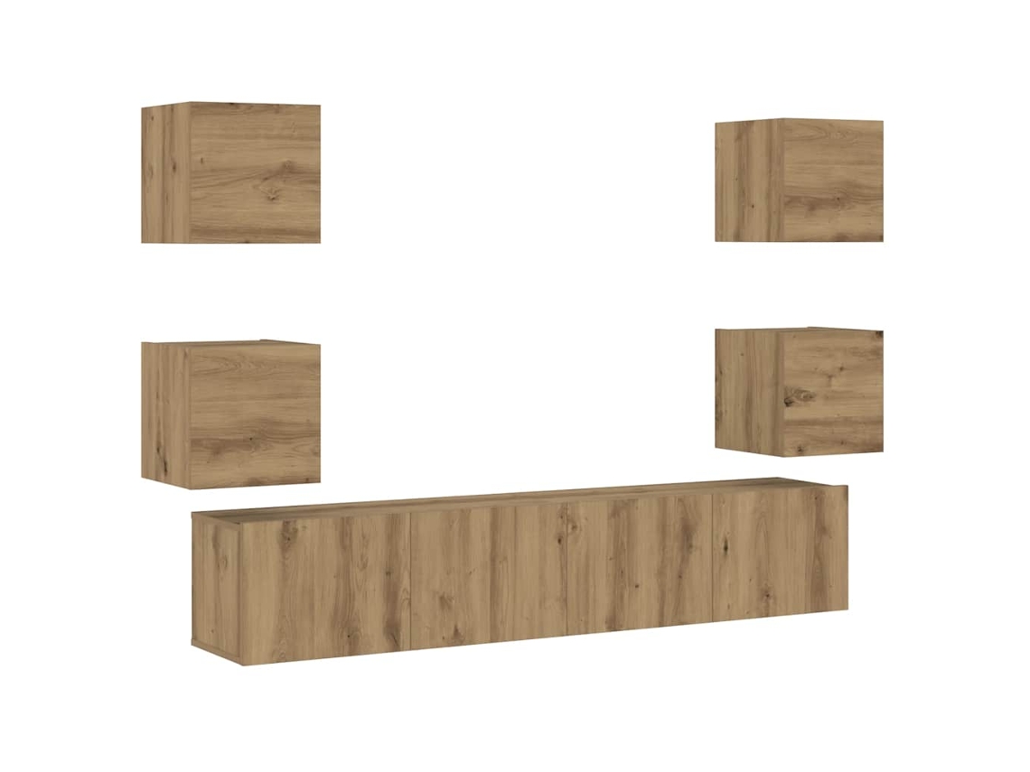 Tv Cabinet Set, Tv Cabinet Sets Vidaxl Marrom Madeira Processada (n/a)