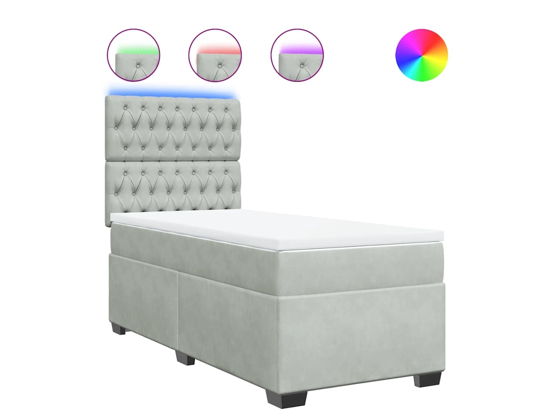 Cama com Molas/colchão 90x200 Cm Veludo Cinza claro MAISON EXCLUSIVE