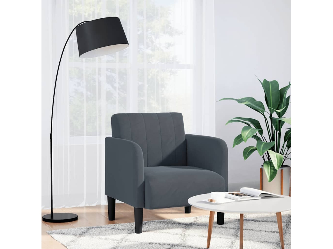 Vidaxl Poltrona Com Apoio De Braços 54 Cm Veludo Cinzento-escuro