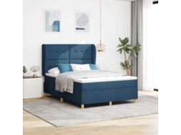 Vidaxl Cama Box Com Cabeceira Manual Azul 200 X 160 Cm Tecido