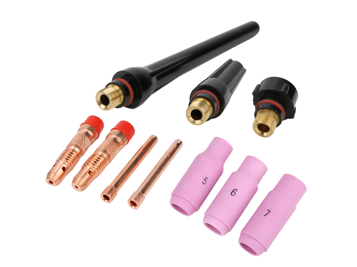 10 Peças De Bico Cerâmico Corpo De Mangueira Tampa Posterior Para Soplete De Solda Tig Wp-17/18/26 Peças De Reposição