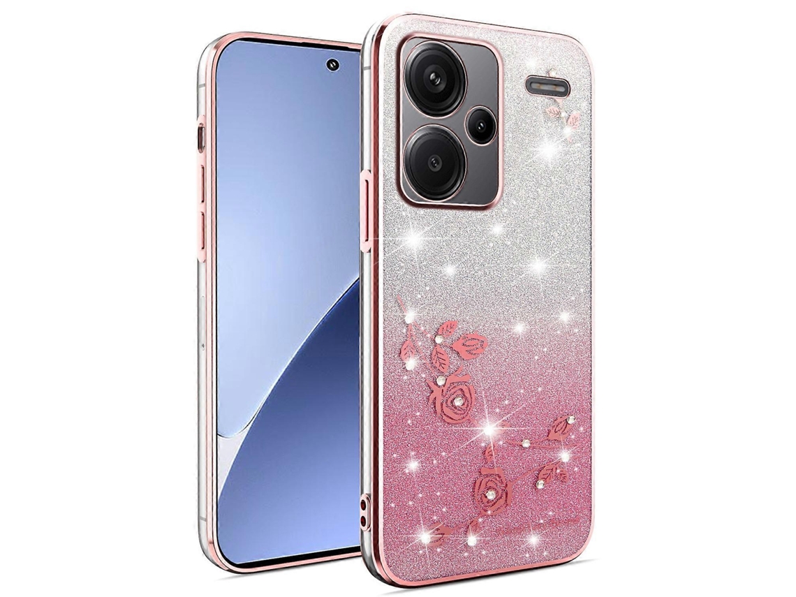 Capa Kadem Para Xiaomi Redmi Note 13 Pro 5g Com Estampa De Flor Em Tpu Flexível E Gradiente, Cor Ouro Rosa