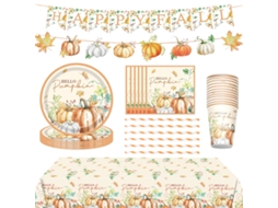 Conjunto de Decoração para Festa de Abóbora Pratos e Copos RNEMITERY