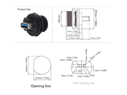 Laxiscreed Conector Usb 3.0 Duplo Fêmea À Prova De Água Com Roseta