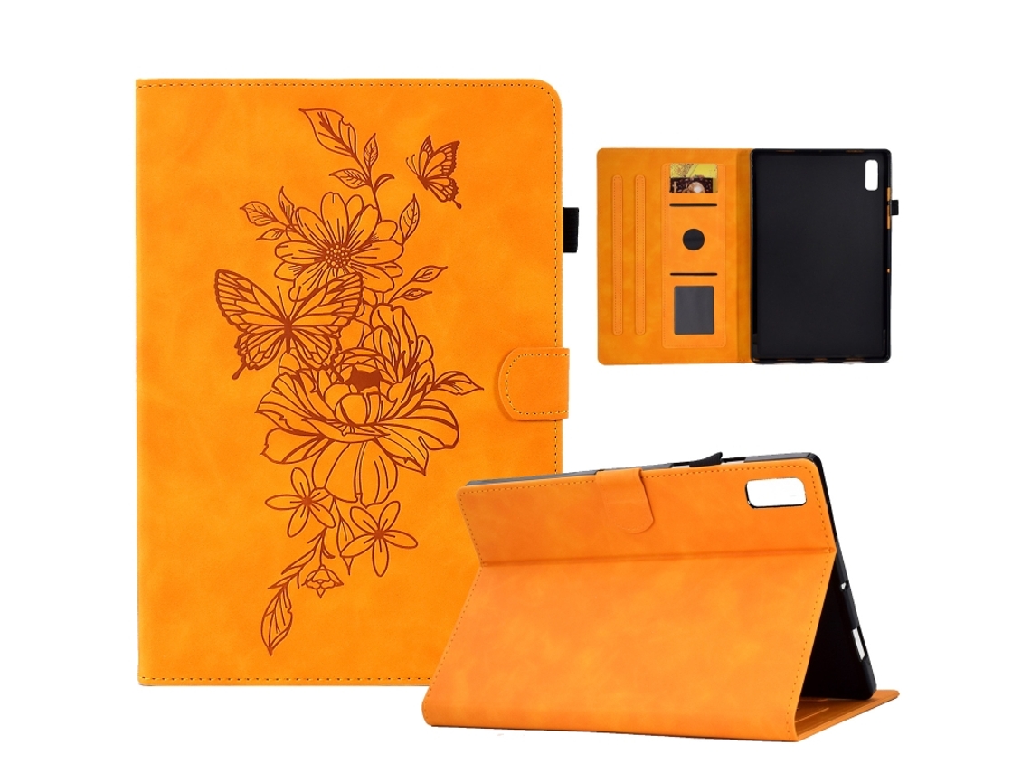 Capa De Couro Halinuia Gravada‑peónia‑borboleta, Para Lenovo Tab P11 Gen 2