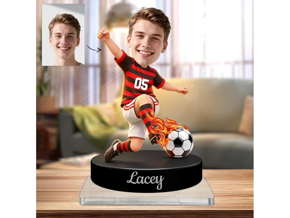 Estatueta Personalizada De Jogador De Futebol Em 2d Com Foto, Suporte De Acrílico, Decoração De Mesa Para Fãs